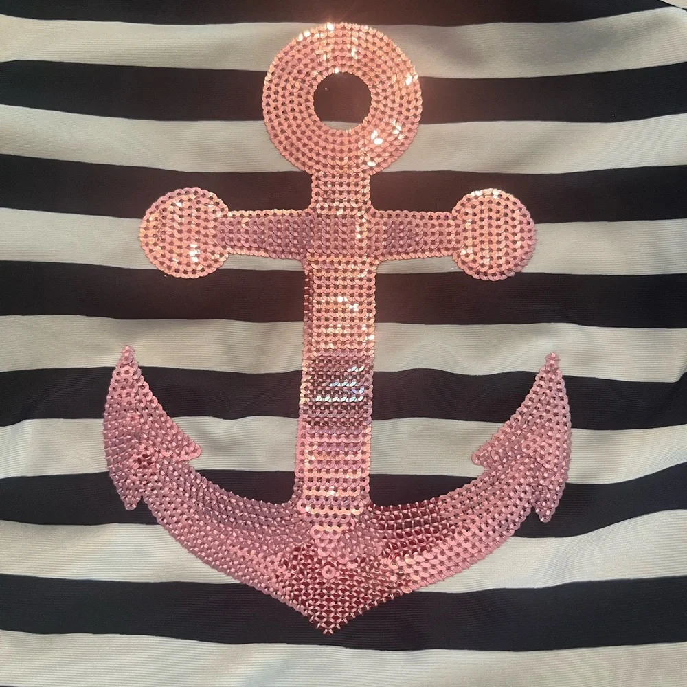 Cat & Jack Size 2T Navy Striped Pink Anchor Swimsuit